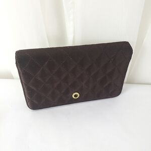 Vintage Jay Hebert quilted brown satin clutch bag